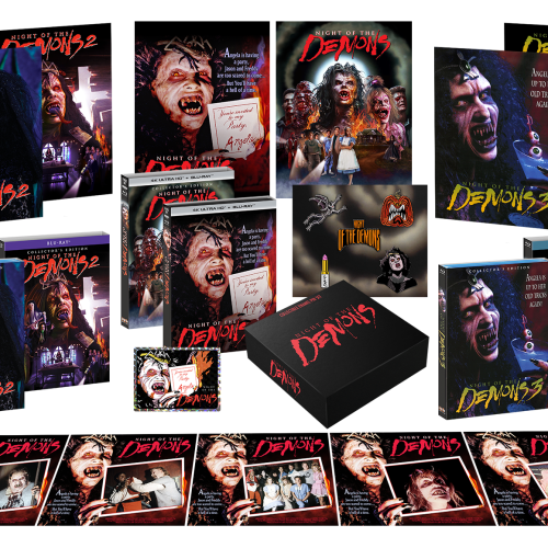 Night Of The Demons 1-3 + 6 Posters + 3 Slipcovers + Prism Sticker + Enamel Pin Set + Lobby Cards - Shout! Factory